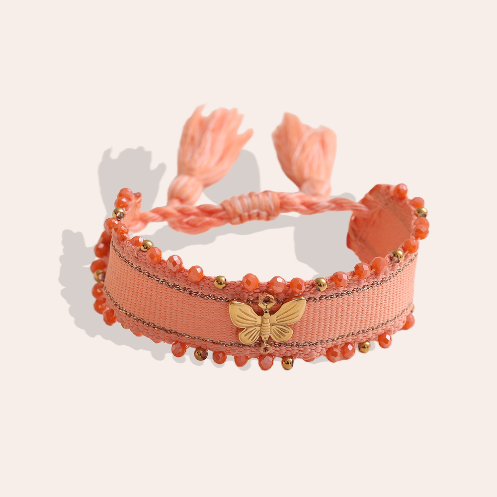 Schmetterling auf einem Polyesterbeutel Edelstahl Armband  