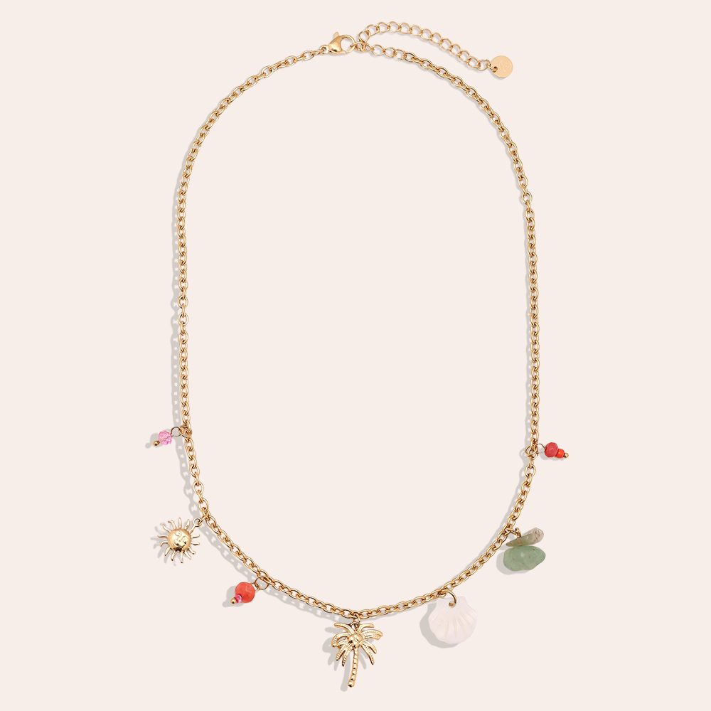 40cm Sommerstil Edelstahl Halskette   