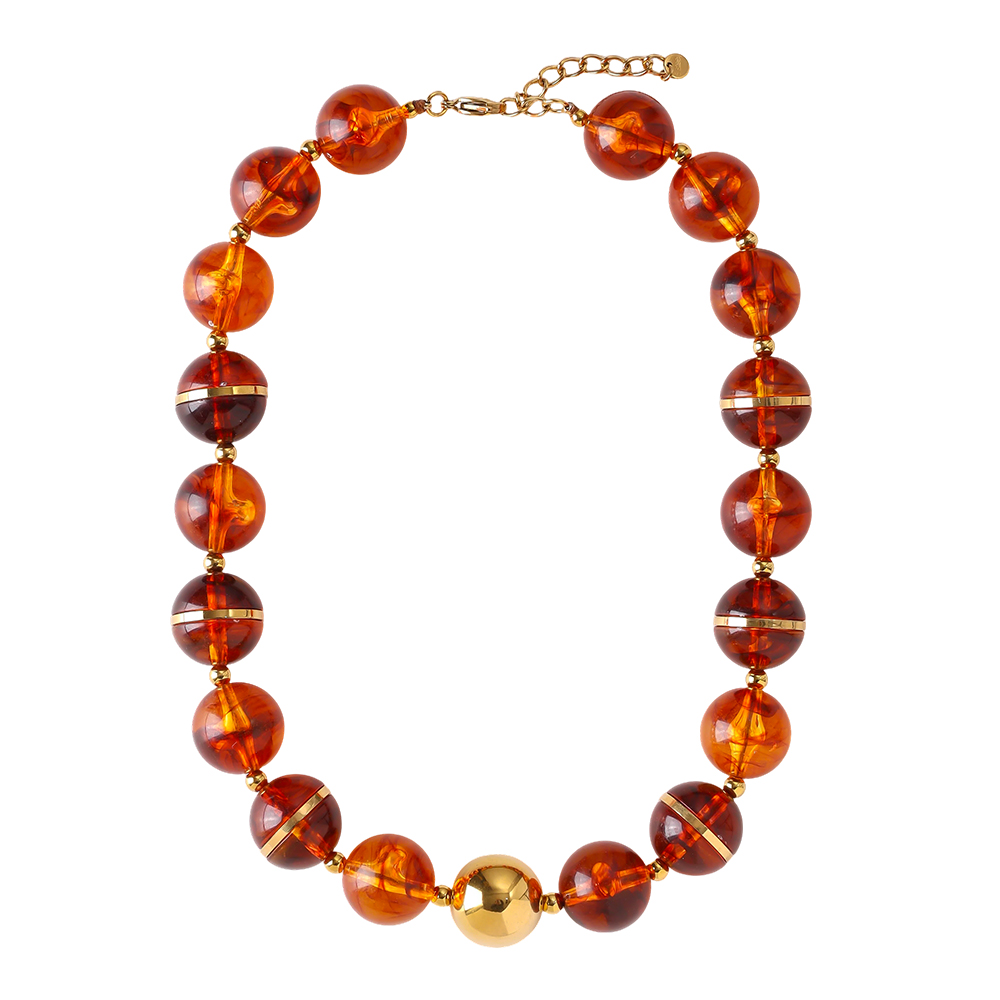 48cm runde Acrylperlenkette Edelstahl Halskette    