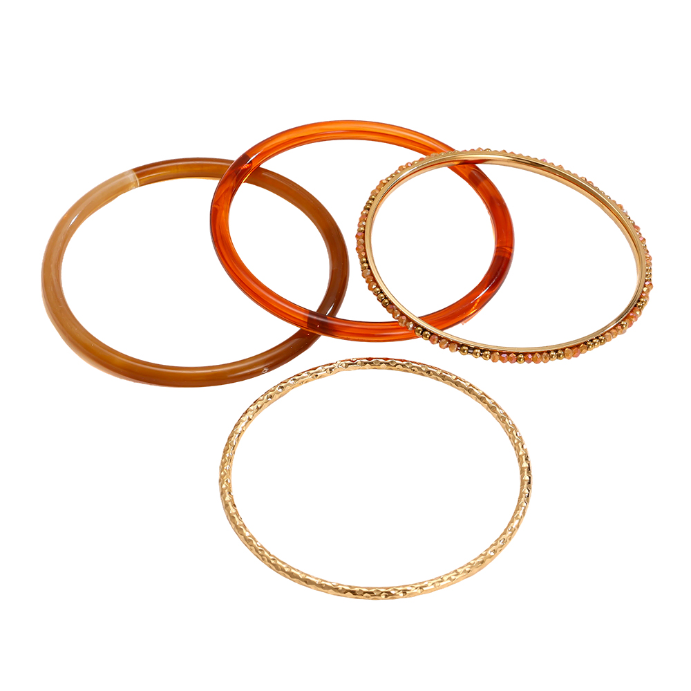 6.5cm Breite 4er Acryl Edelstahl Armreif Set 