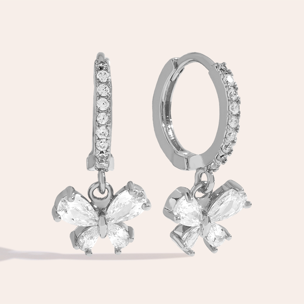 21mm Diamond Butterfly Gold Plated Earrings   