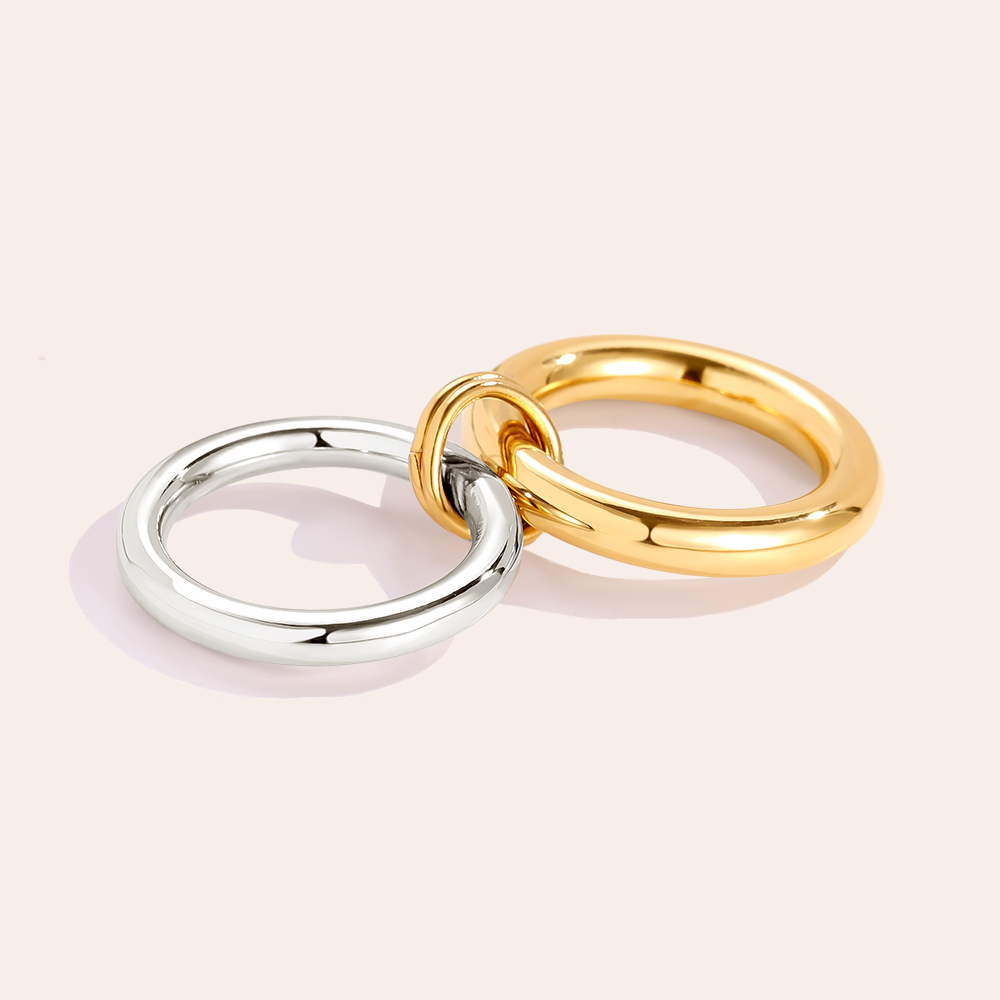 Two Layer Gold And Silver Ring Set Edelstahl Ring             