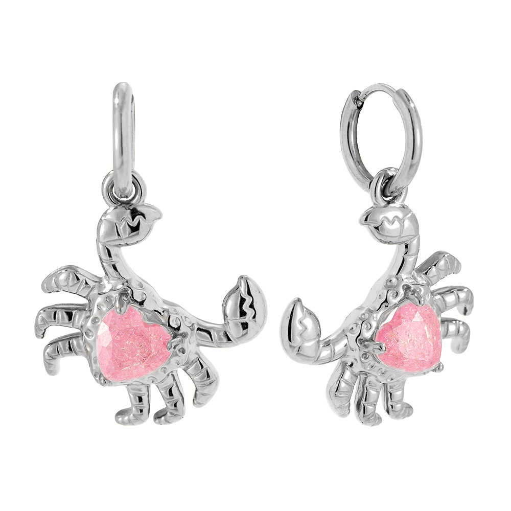3.3cm Crab And Diamond Edelstahl Ohrringe         