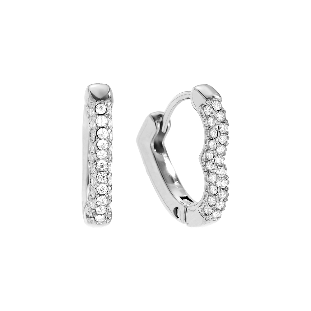15mm Diamond Heart Hoop Edelstahl Ohrringe      