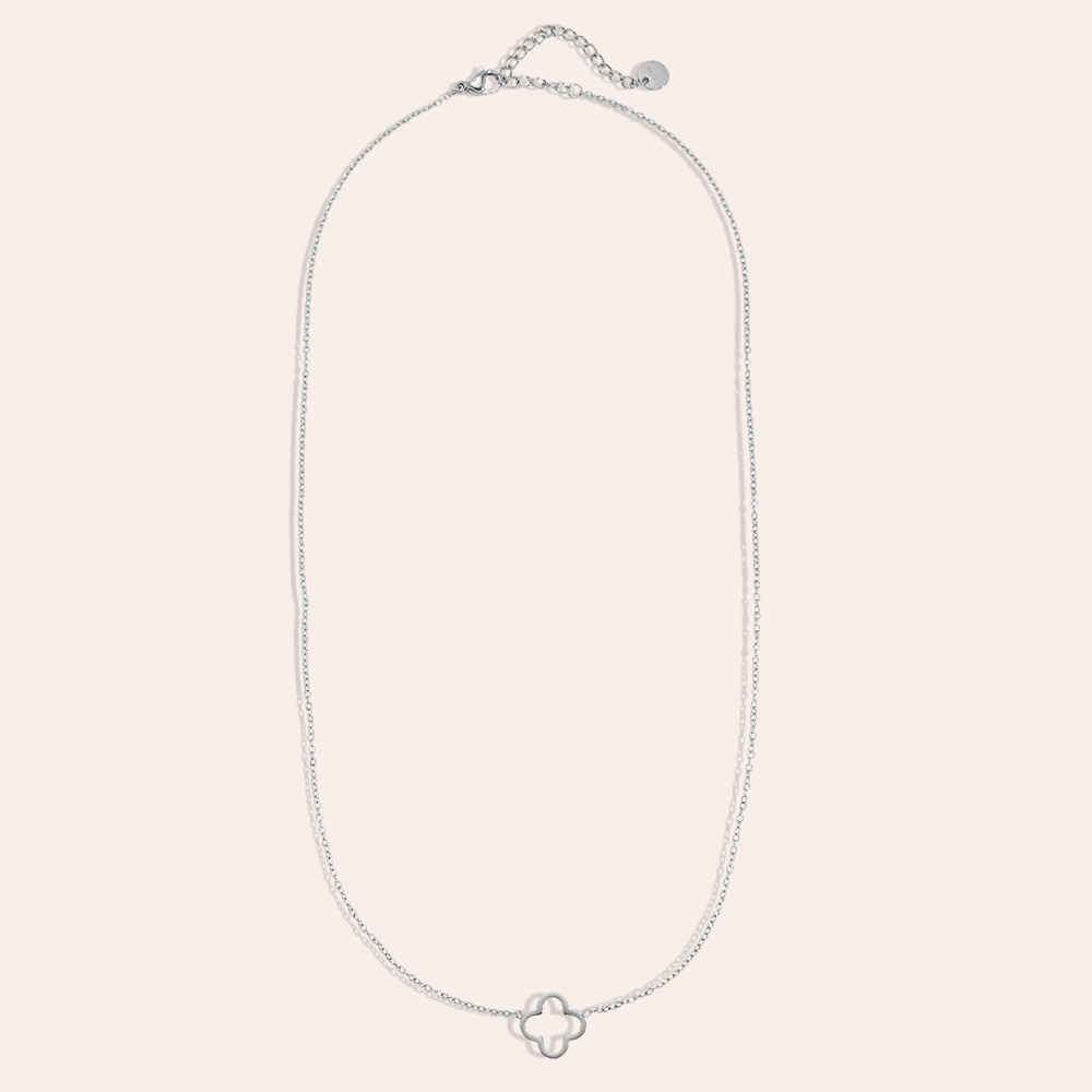 Edelstahl Halskette 43cm schlichtes Kleeblatt