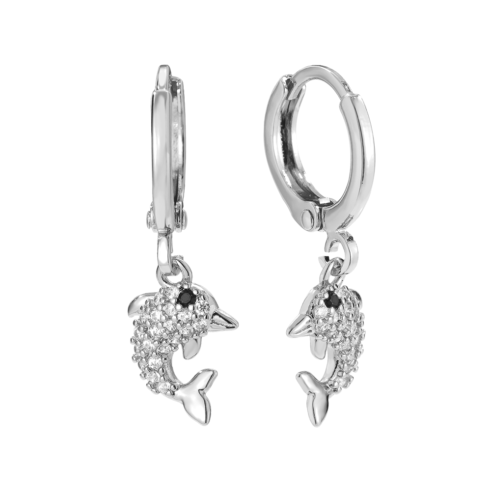 25mm Cute Dolphin Diamond Vergoldete Ohrringe