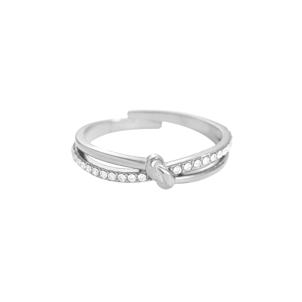 Small Knot Diamonds Edelstahl Ring    