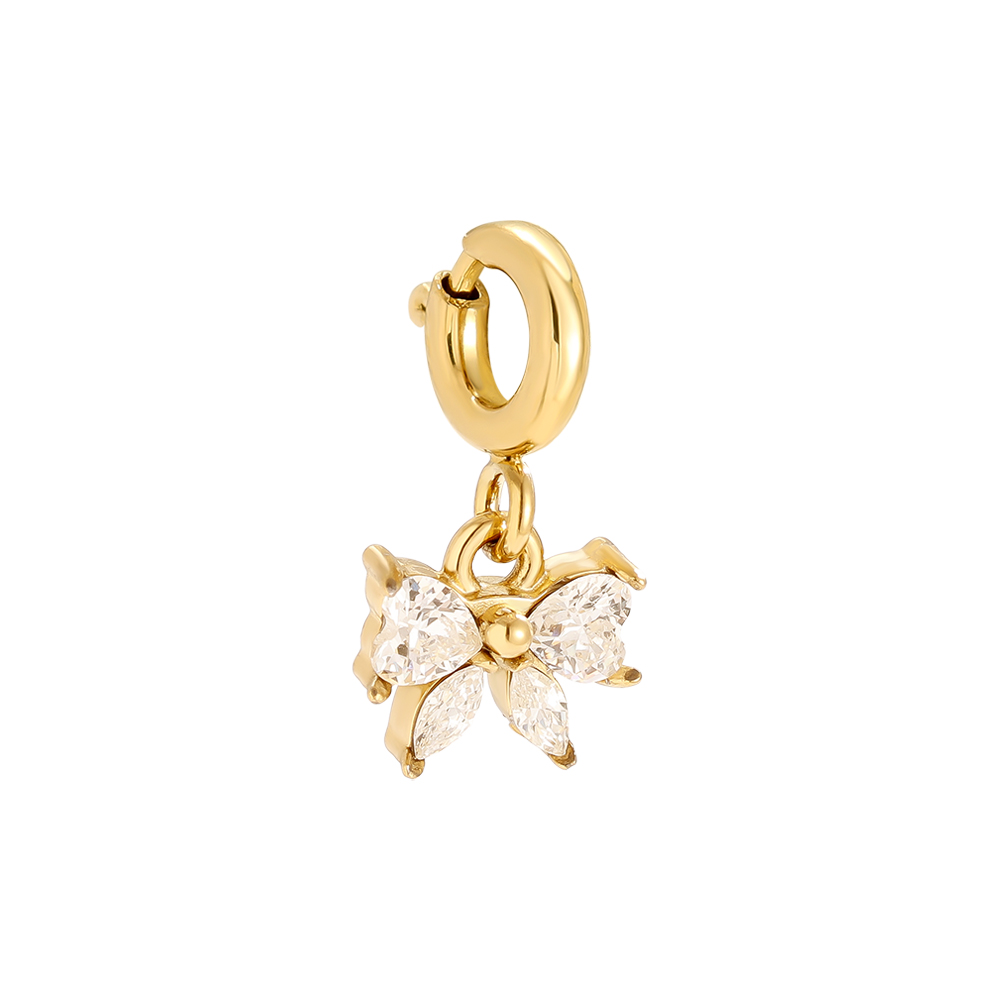 7.9mm Spring Clasp Diamond Bowtie Edelstahl Pendant    