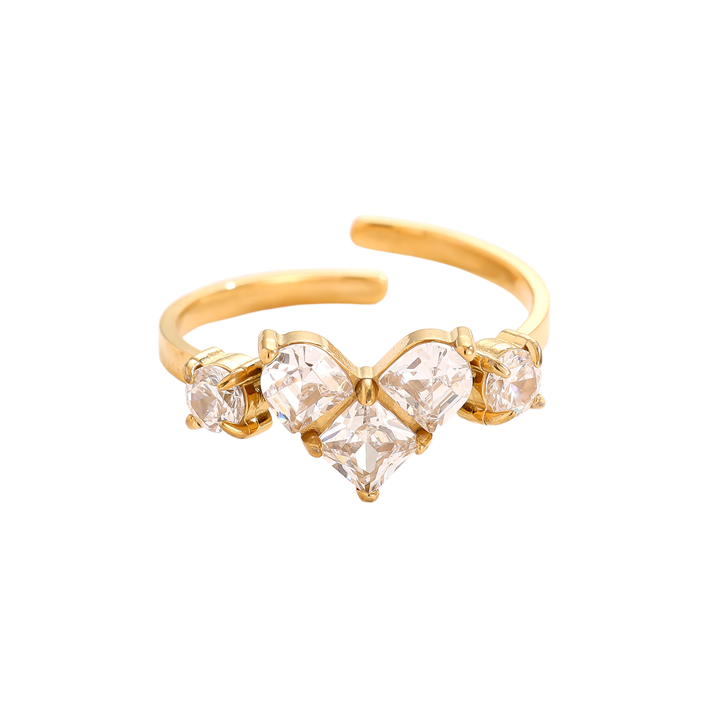 Mosaic Diamond Heart Edelstahl Ring   