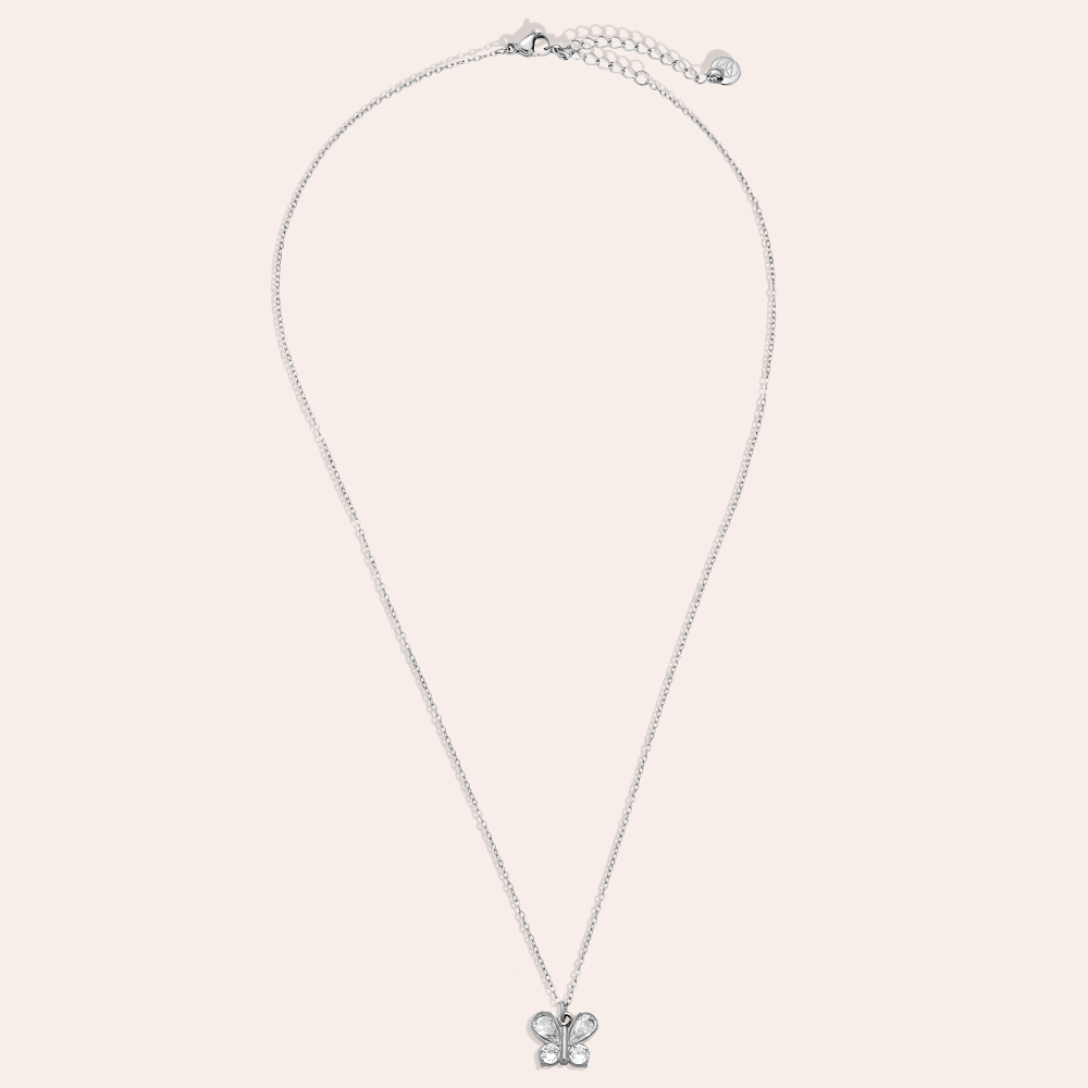 40cm Nice Diamond Butterfly Edelstahl Halskette       
