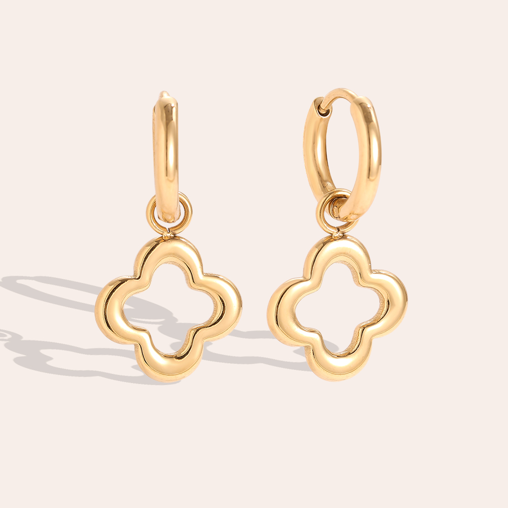 12*17mm Simple Luckly Flower Edelstahl Ohrringe        