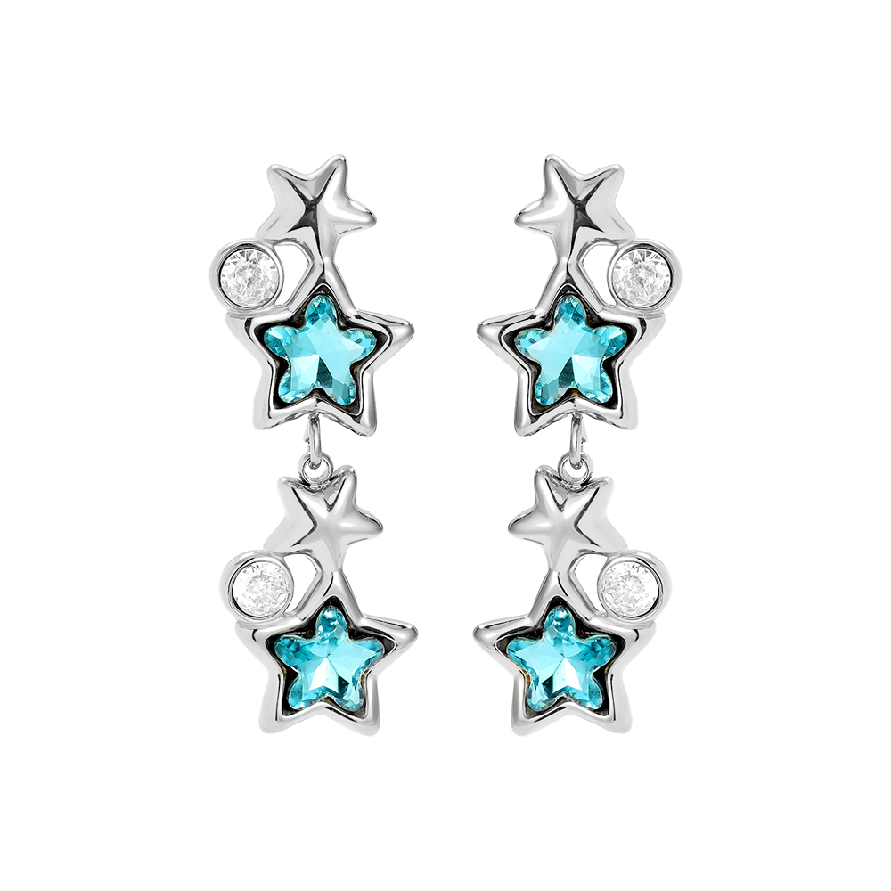 0.6*3cm Blue Star Chain Edelstahl Ohrringe   