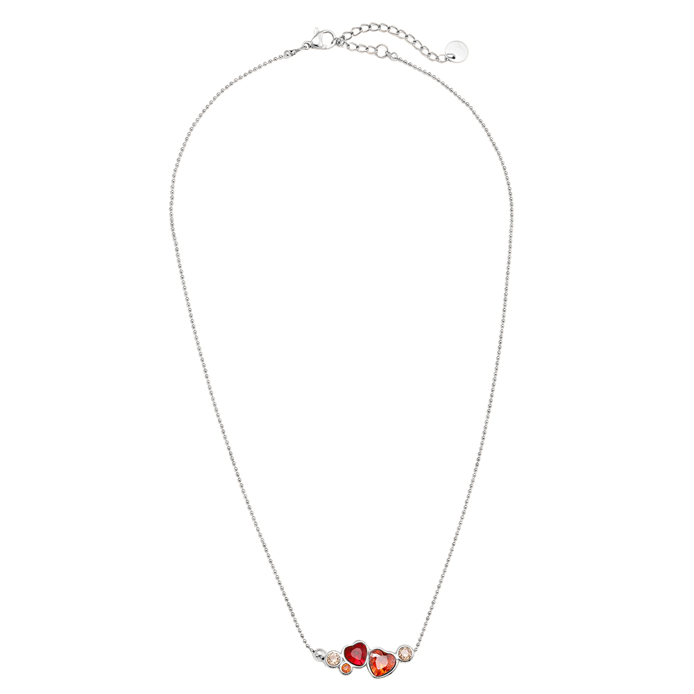 40cm Diamond Red Heart Edelstahl Halskette   
