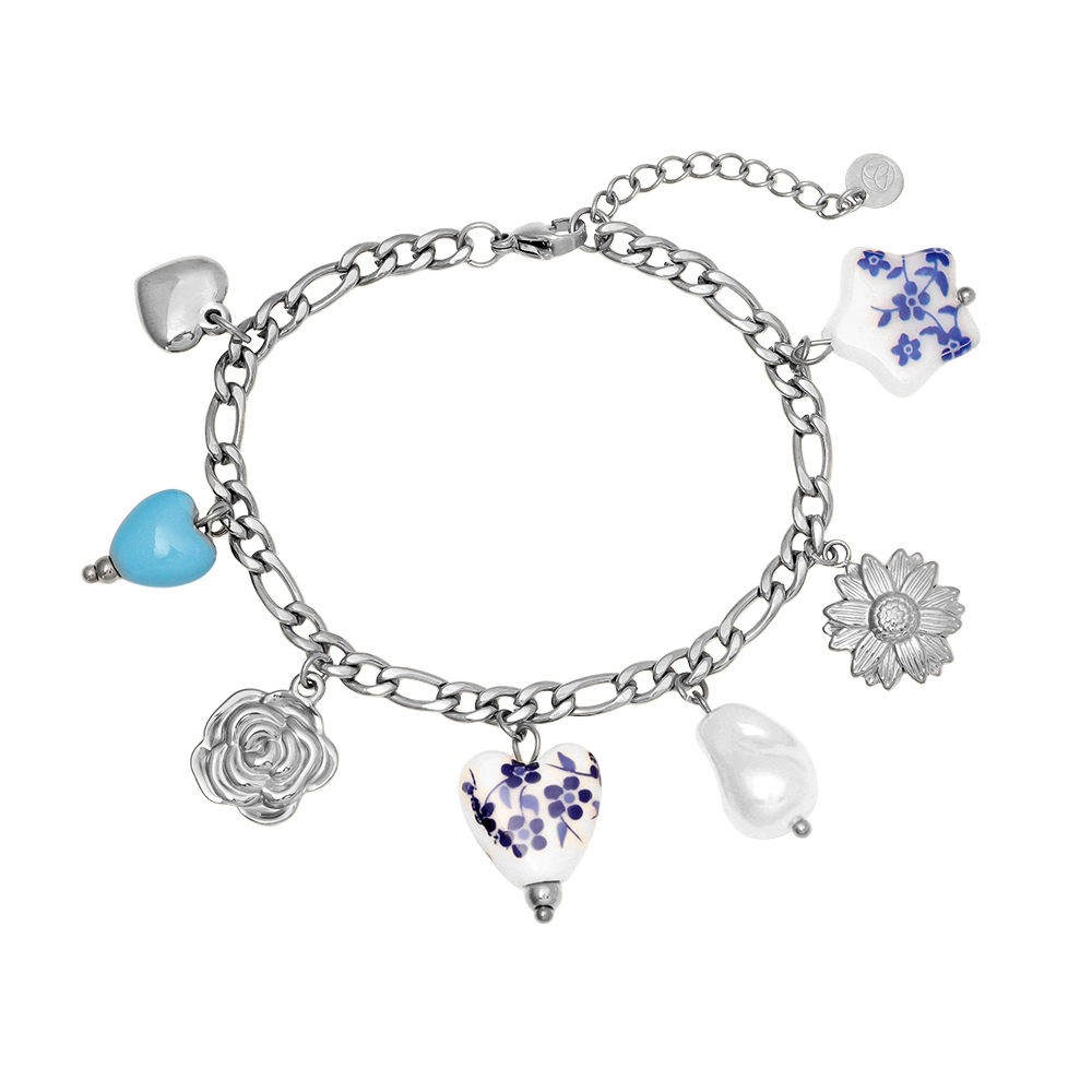 17cm Fancy Charms Edelstahl Armkette  