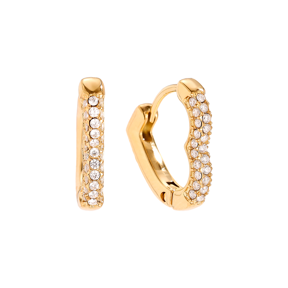 15mm Diamond Heart Hoop Edelstahl Ohrringe      