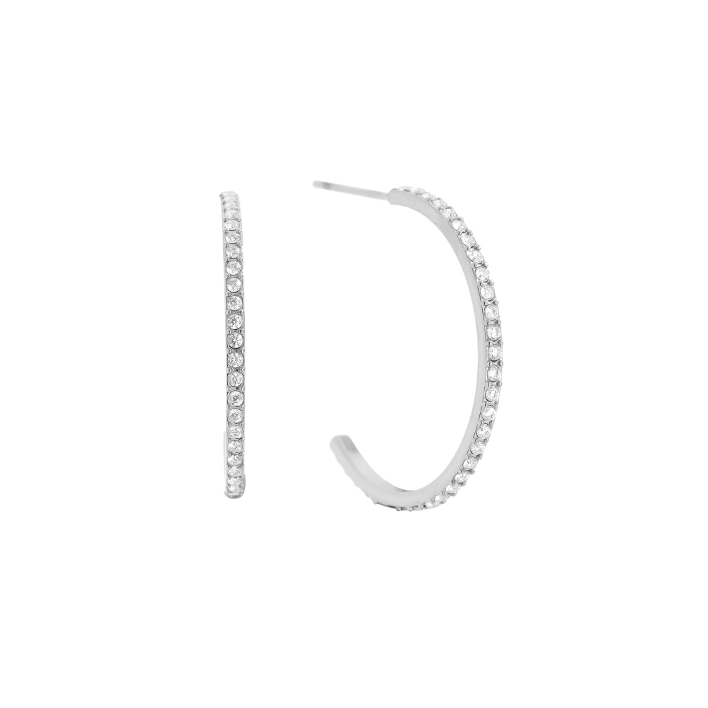 20mm Simple Diamond Half Hoop Edelstahl Ohrringe         