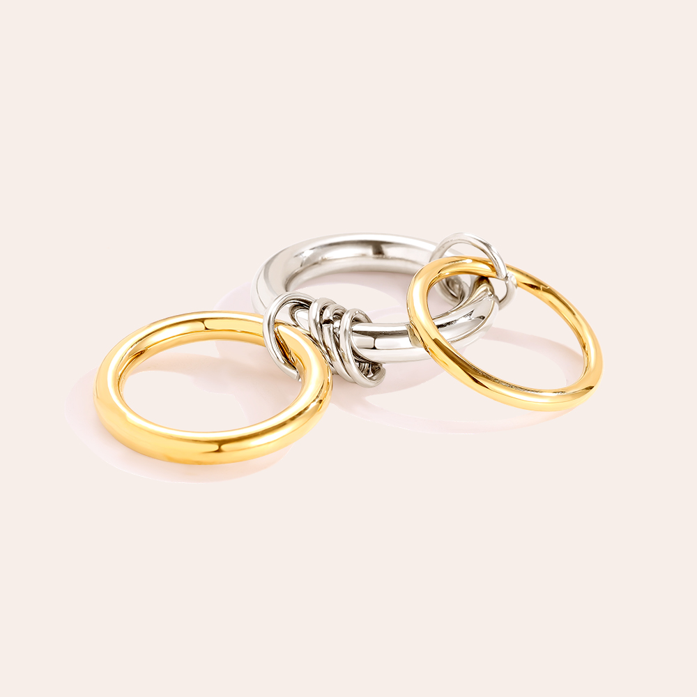 Three Layer Gold And Silver Ring Set Edelstahl Ring          