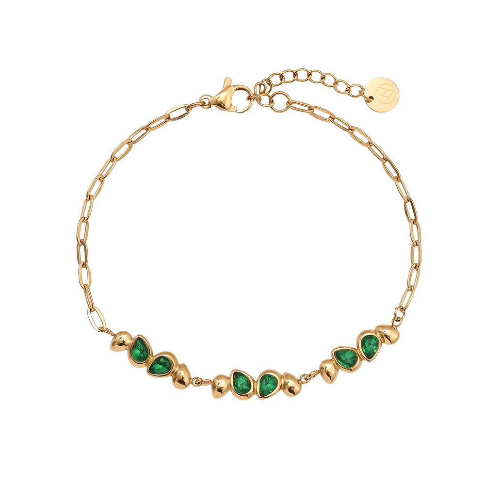 Edelstahl Armkette 17cm Nice Green Diamond