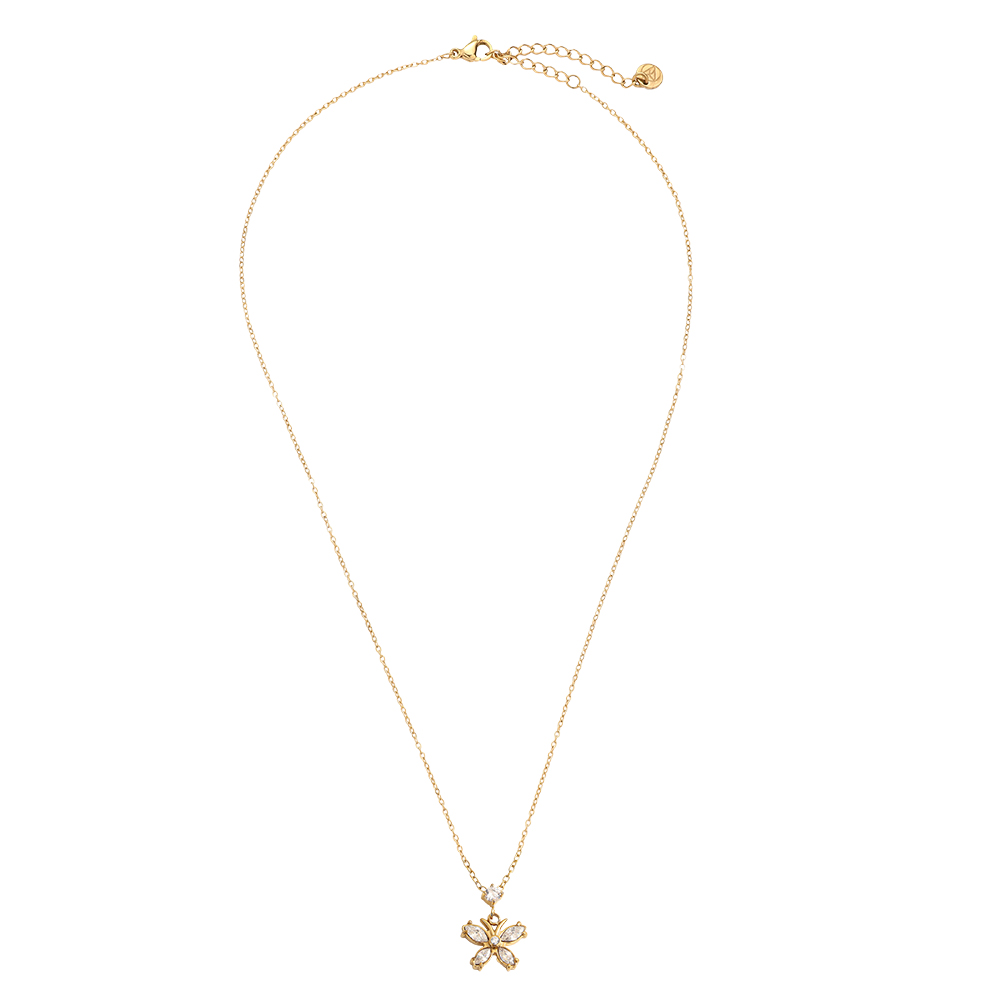 40cm Zirkonia Schmetterling Edelstahl Halskette 