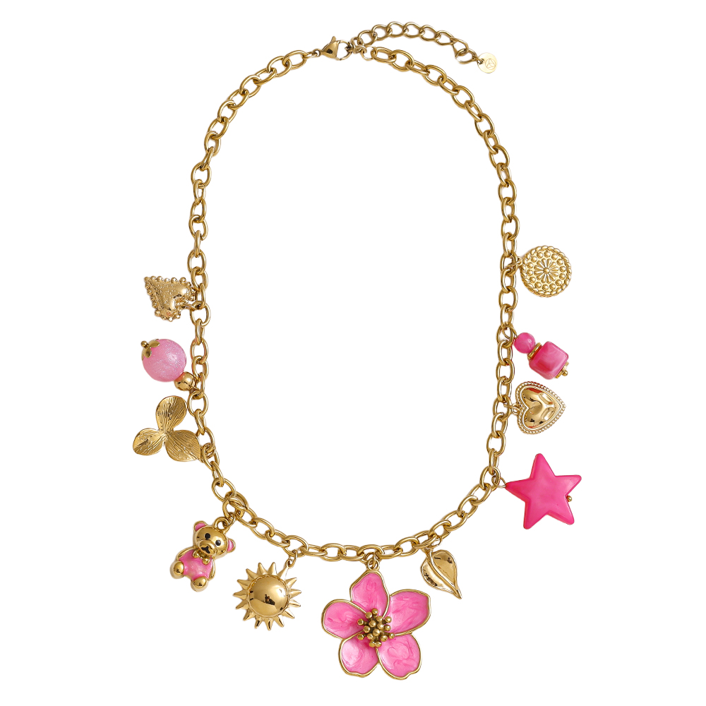 42cm Resin Blumen Sonne Anhänger Edelstahl Halskette