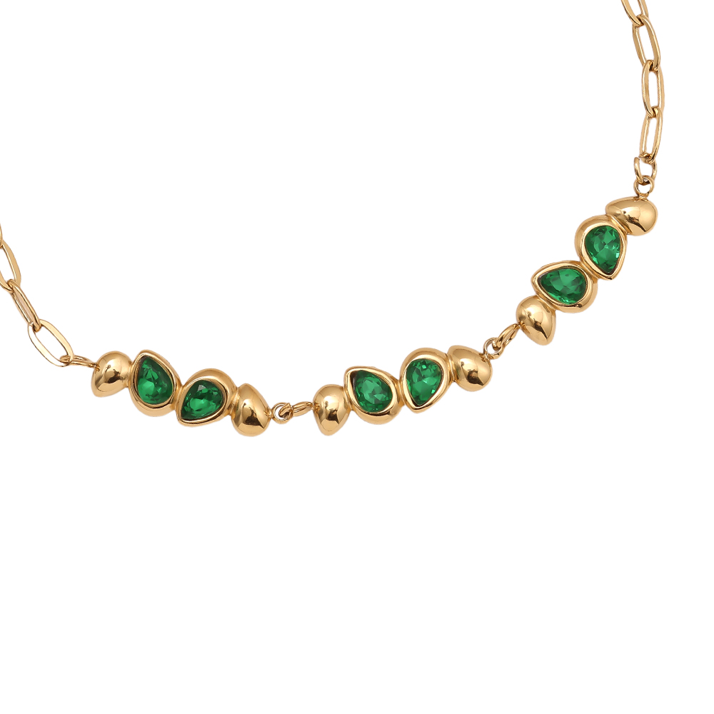Edelstahl Armkette 17cm Nice Green Diamond