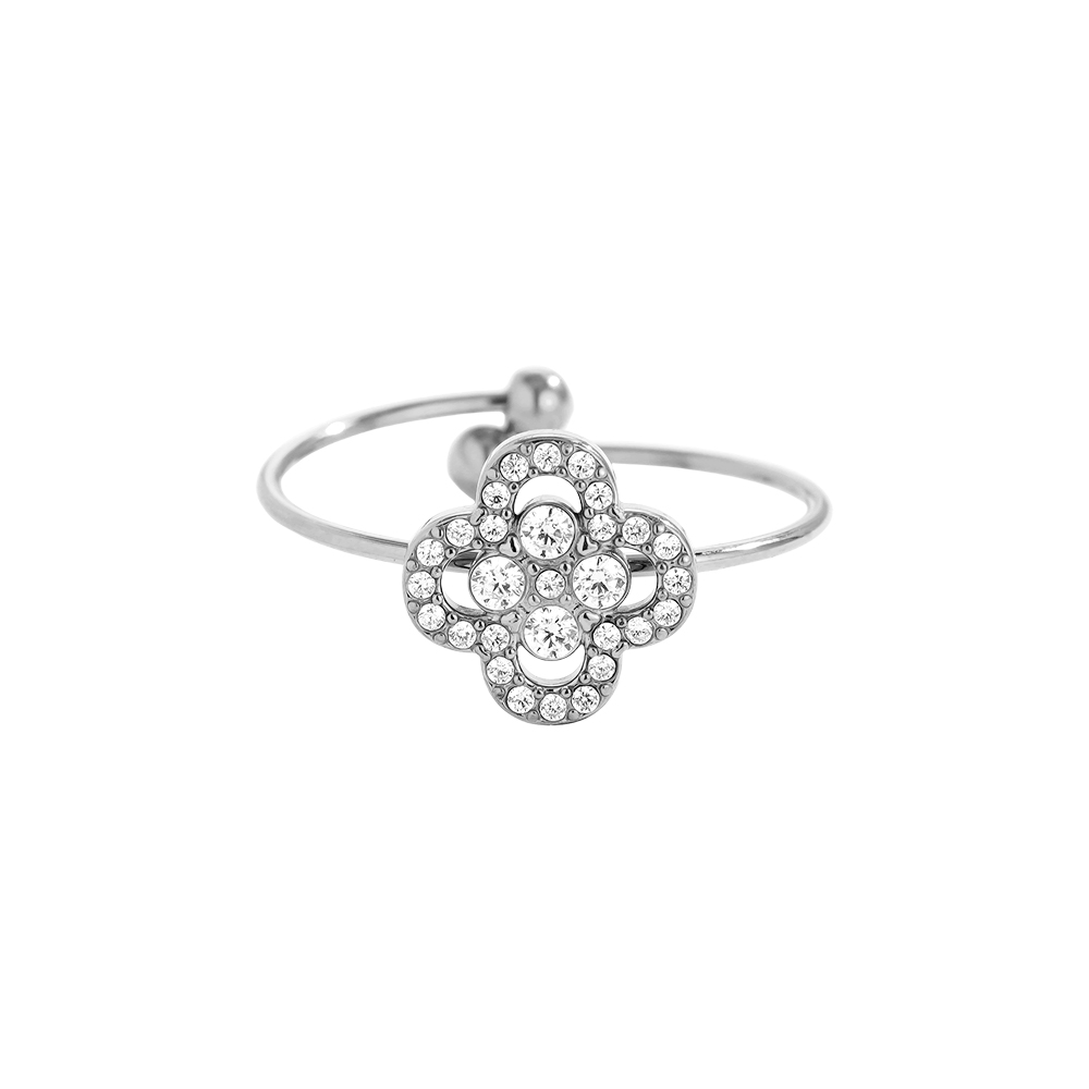 Diamond Lucky Flower Edelstahl Ring      