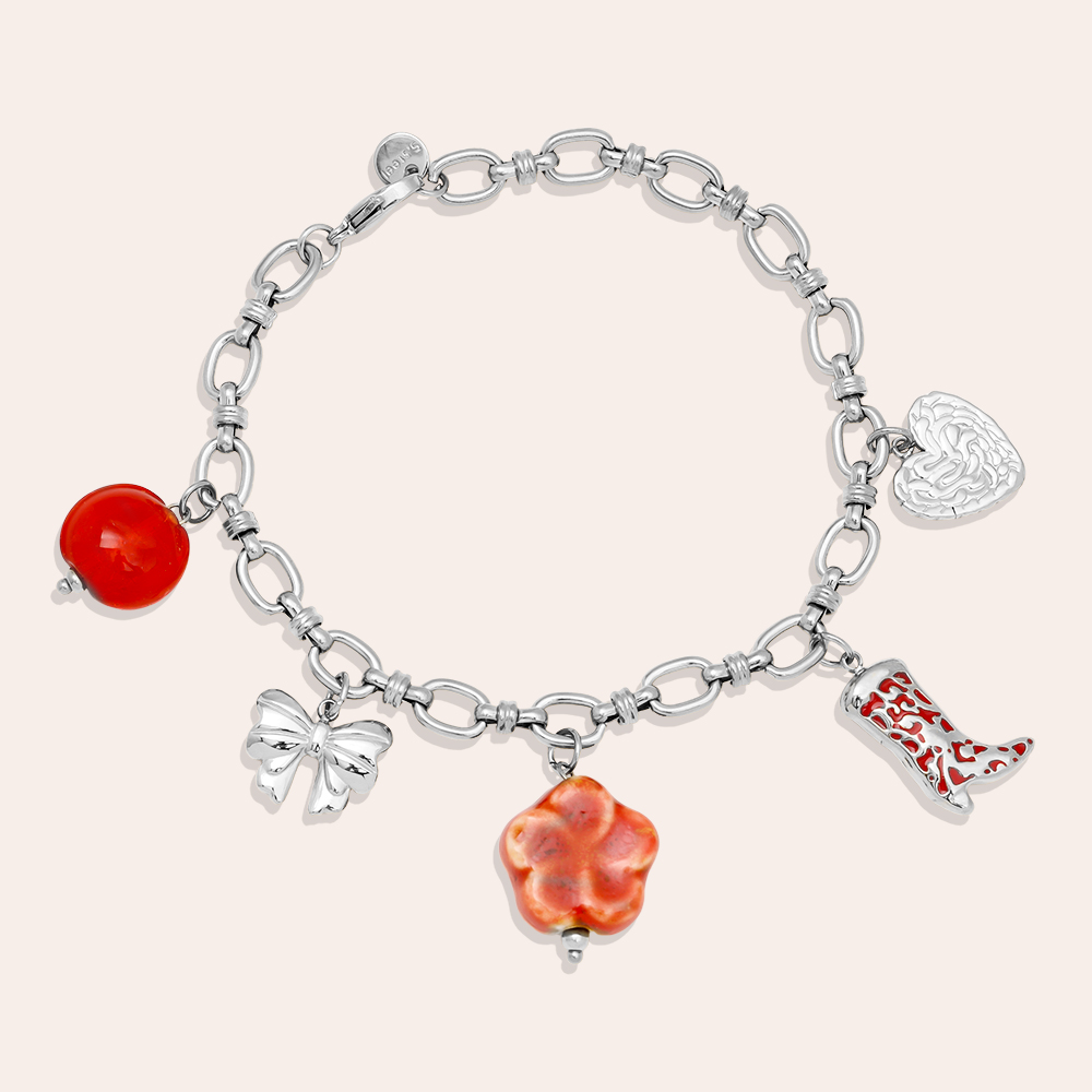 Edelstahl Armkette 17cm Red Charms 2.0