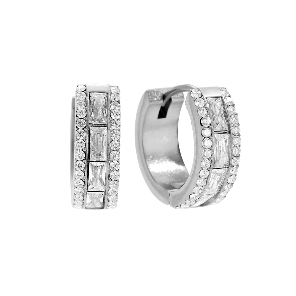 12mm Diamond Vintage Hoop Edelstahl Ohrringe    