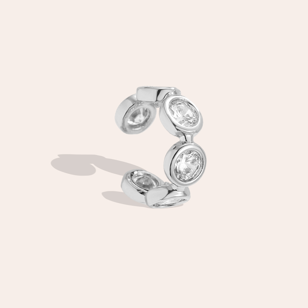 15mm Runde Zirkonia Vergoldete Ear-cuffs 