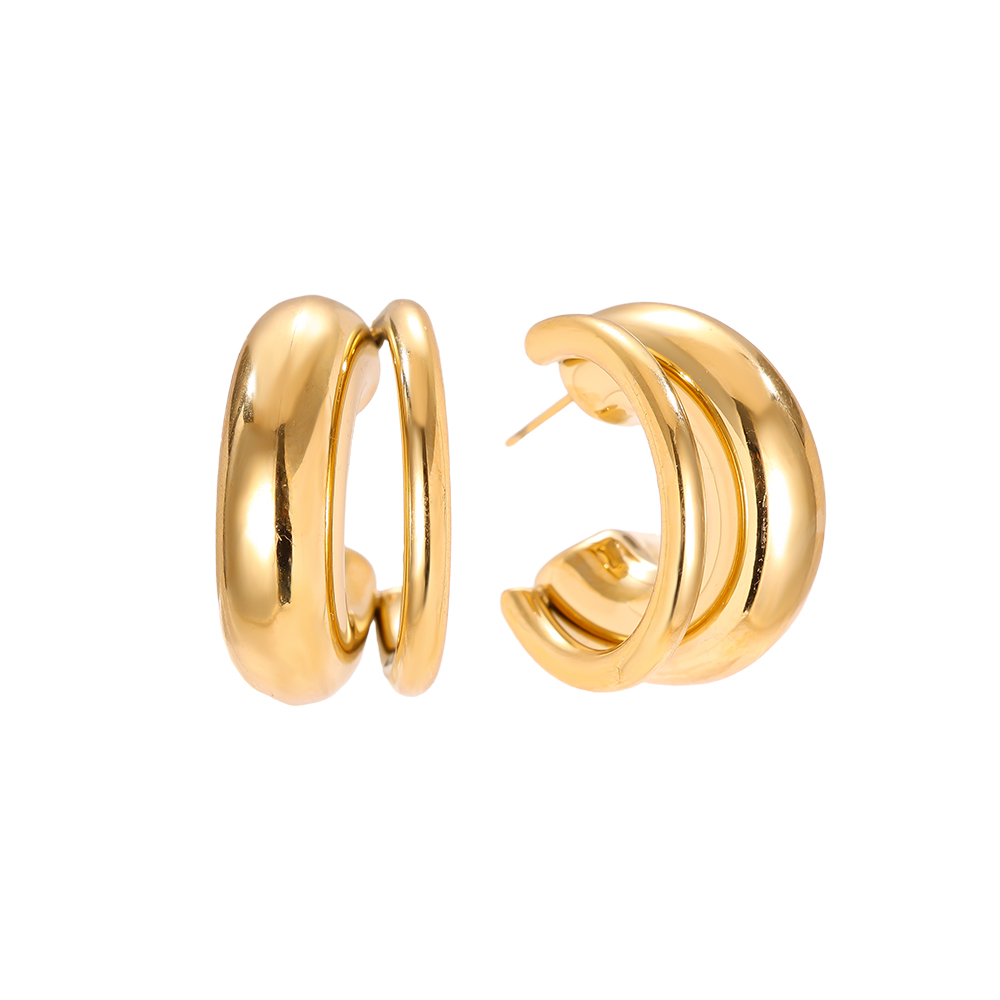26mm Two Layer Half Hoop Edelstahl Ohrringe     