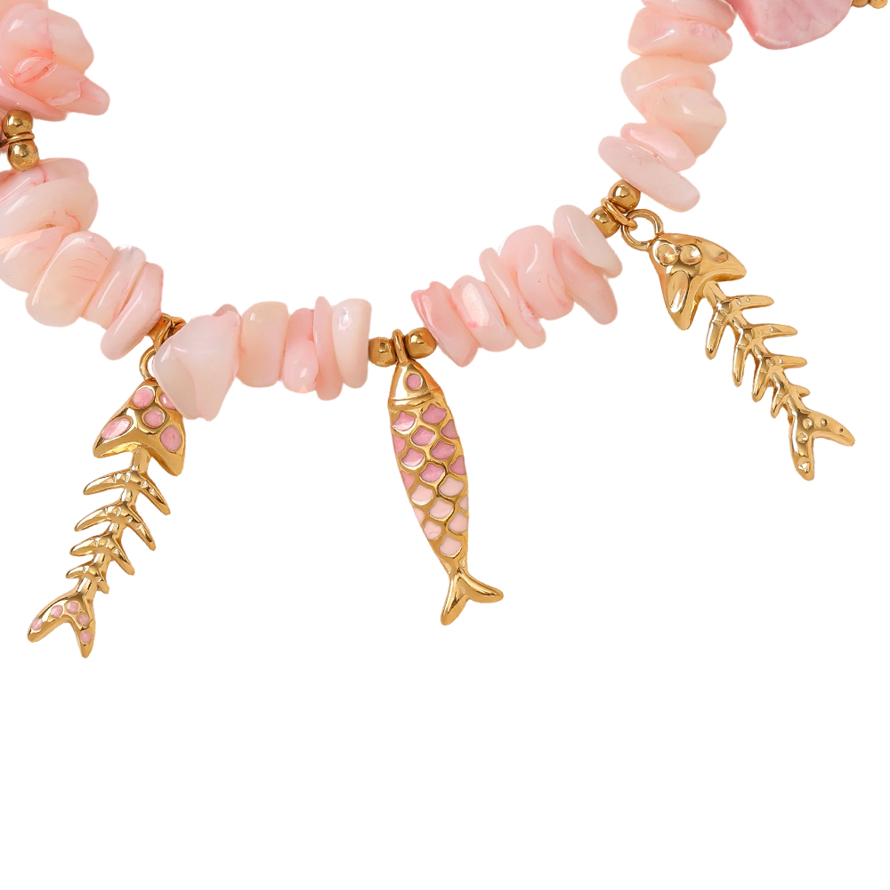 Edelstahl Armband 17cm rose Fisch 