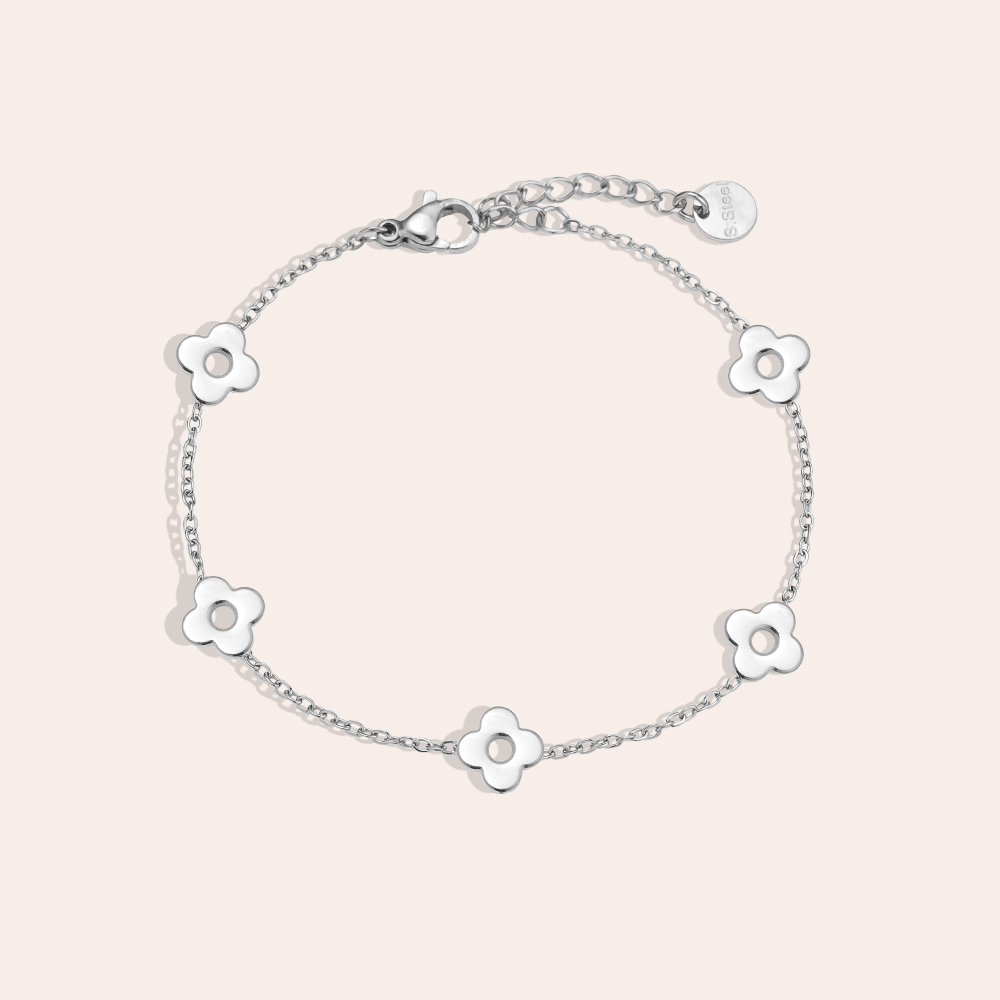 17cm Fünf Blumen Edelstahl Armkette         