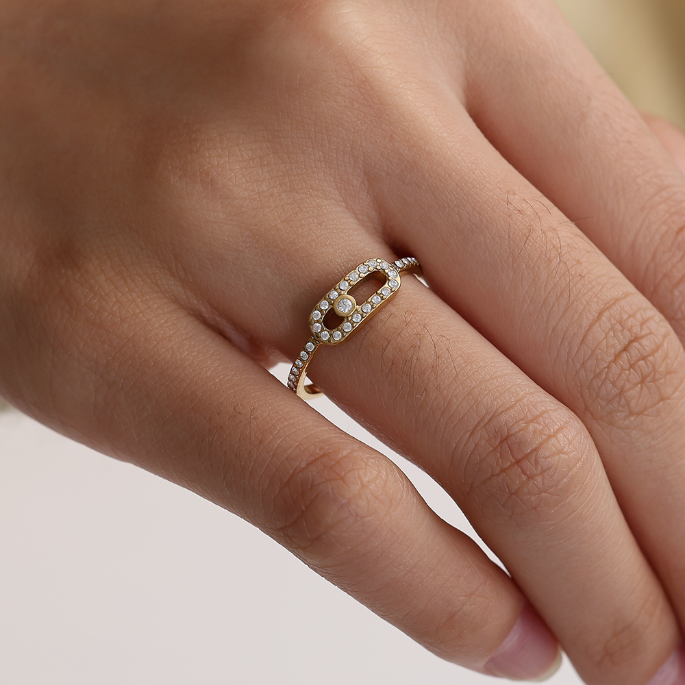 Diamond Cube Eye Edelstahl Ring     