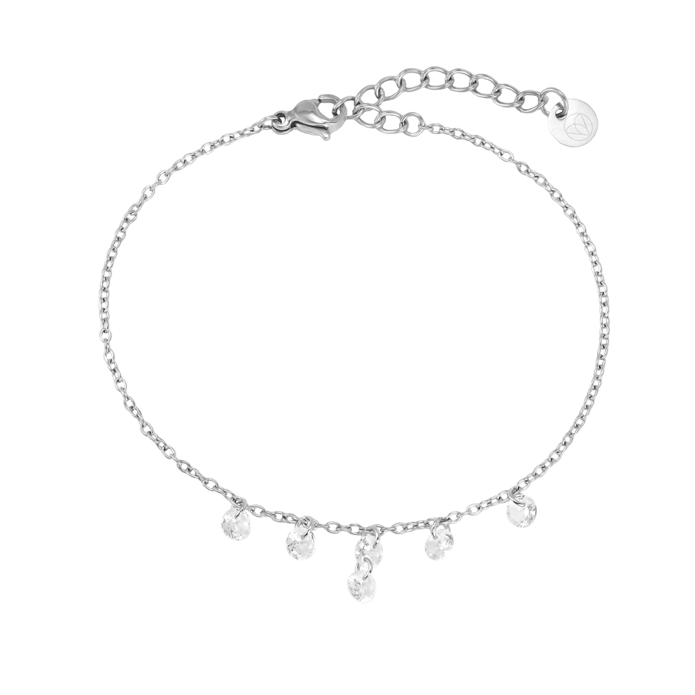 Edelstahl Armband 17cm runde Zirkonia