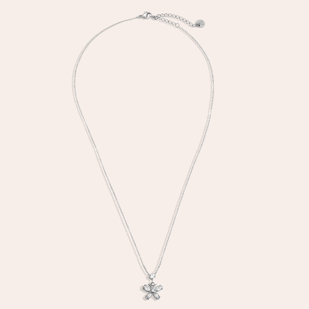 40cm Zirkonia Schmetterling Edelstahl Halskette 