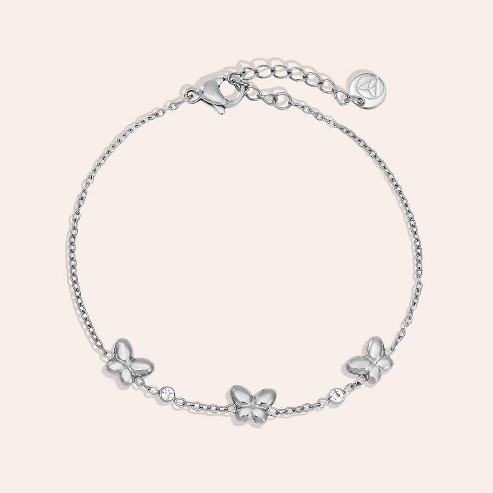 17cm Butterfly And Diamond Dots Edelstahl Armband  