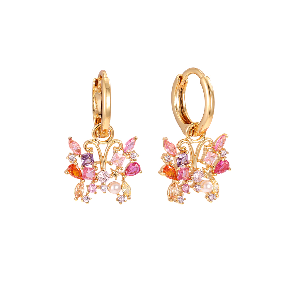 Vergoldete Ohrringe 23mm Zirkonia Schmetterling  