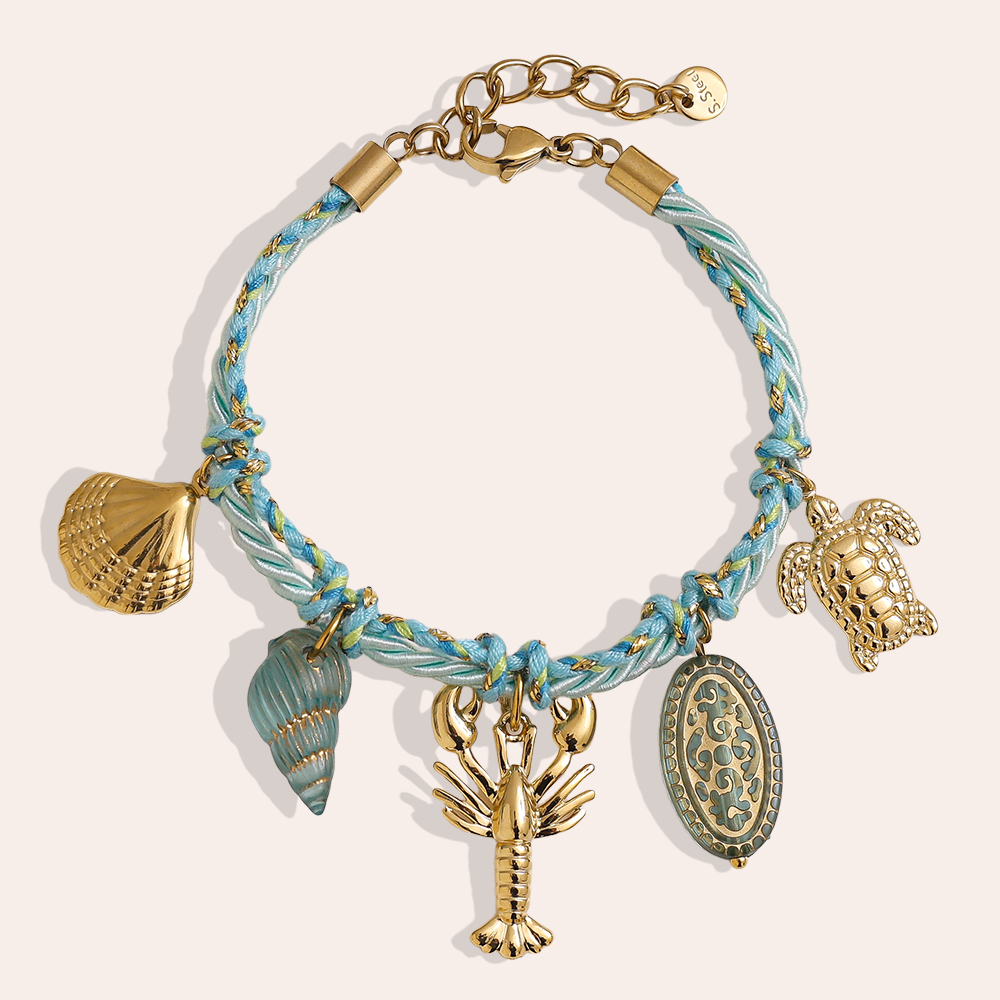 18cm blauer Ozean-Stil Edelstahl Armband   