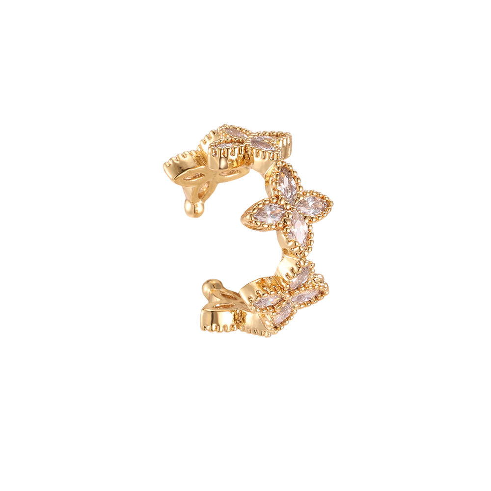 Vergoldete Ear-cuffs 17mm Zirkonia Kleeblatt 