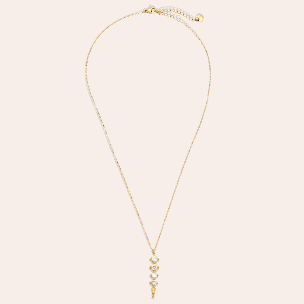40cm Four Diamond Dots Edelstahl Halskette    