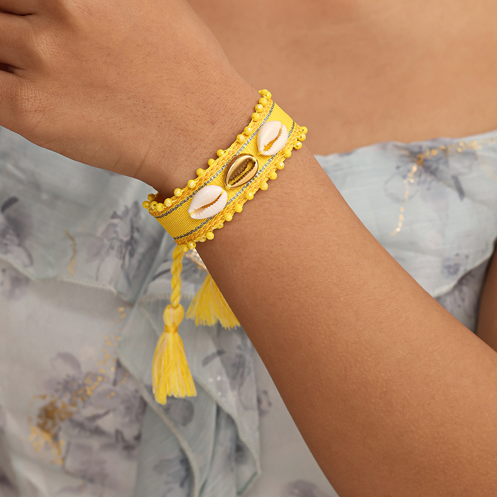 Muschel auf einem Polyesterbeutel Edelstahl Armband