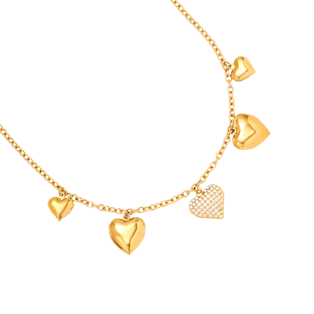 45cm Many Great Hearts Edelstahl Halskette     