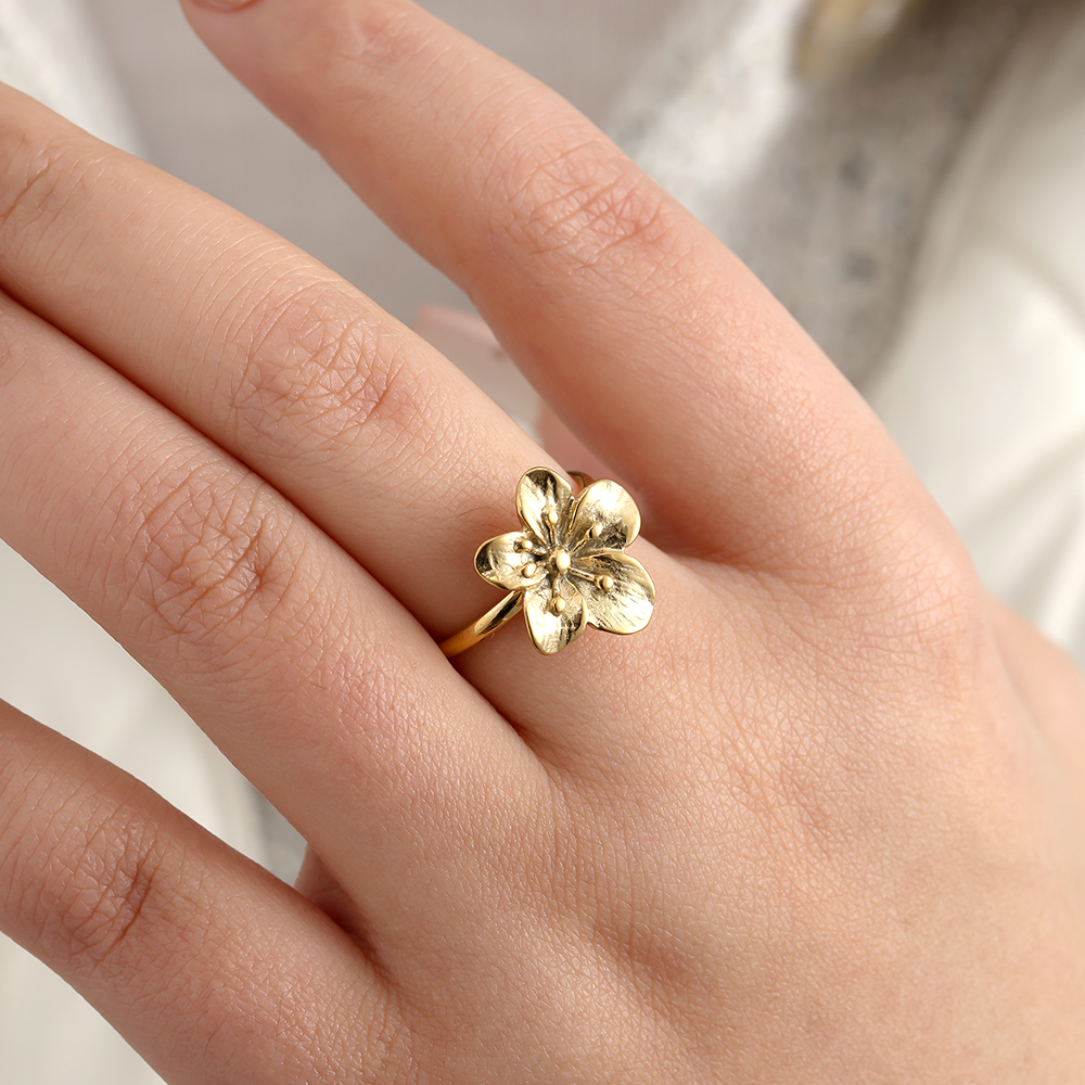 Nice Flower Edelstahl Ring