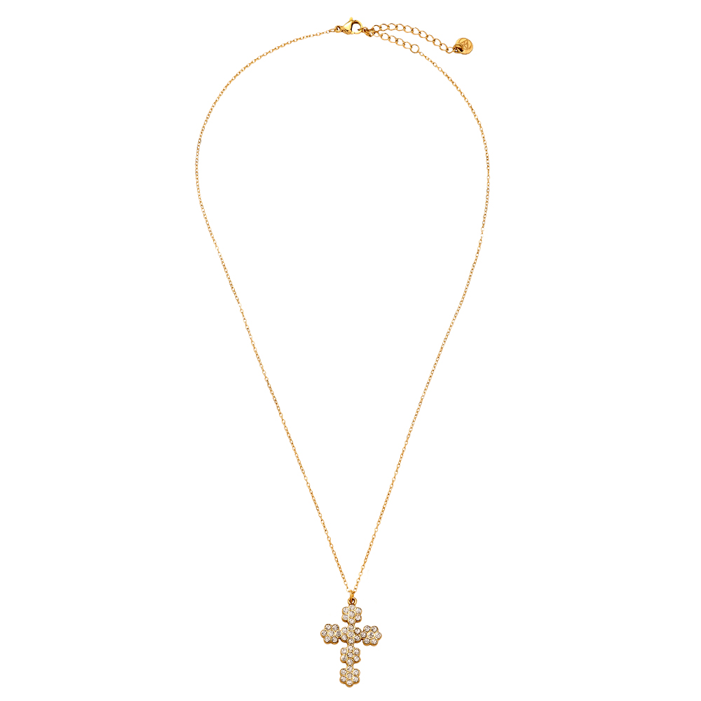 39cm Diamond Nice Cross Edelstahl Halskette      