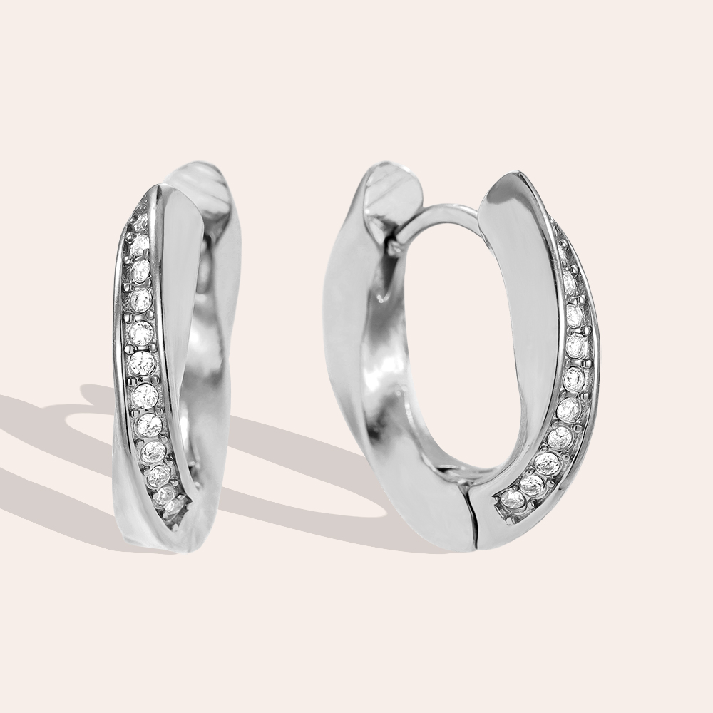 18mm Diamond In Hoop Edelstahl Ohrringe       