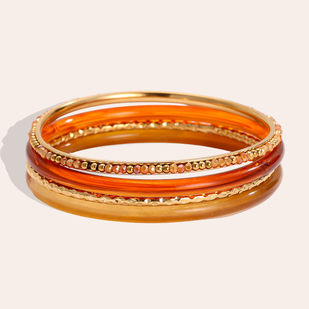 6.5cm Breite 4er Acryl Edelstahl Armreif Set 