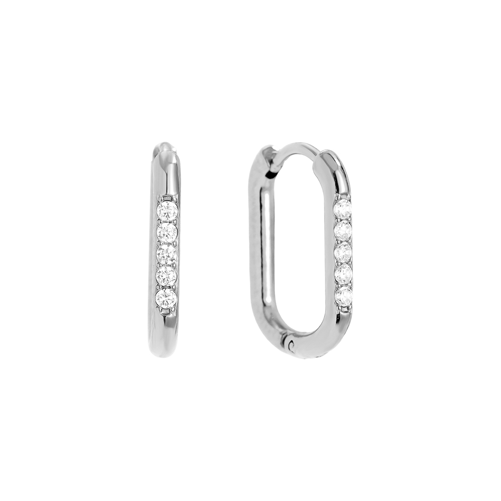 1.5cm Simple Diamond Hoop Edelstahl Ohrringe   