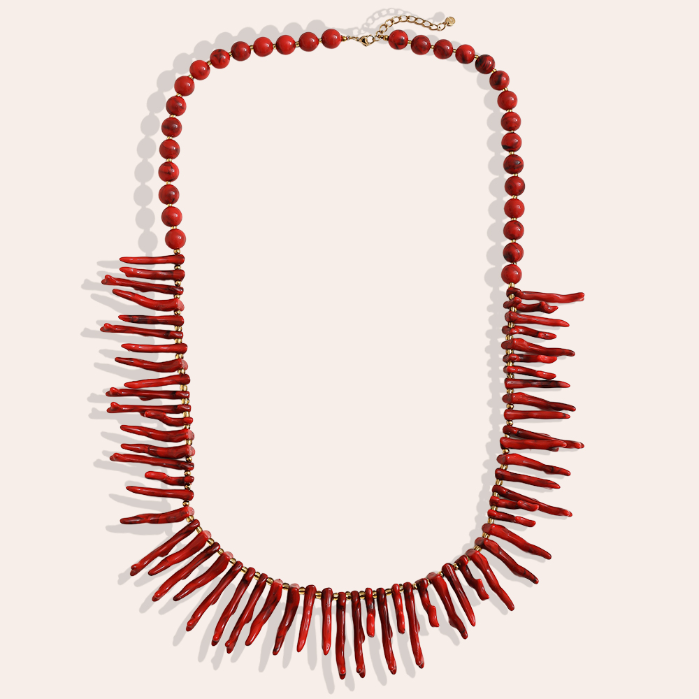 86cm Acryl Fischgrätenform Edelstahl Halskette     