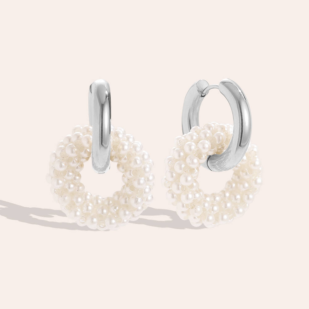 25*65mm Perlen Schleifen Edelstahl Ohrringe