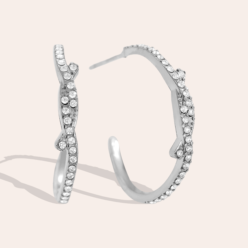 2cm Nice Meet Diamond Half Hoop Edelstahl Ohrringe    